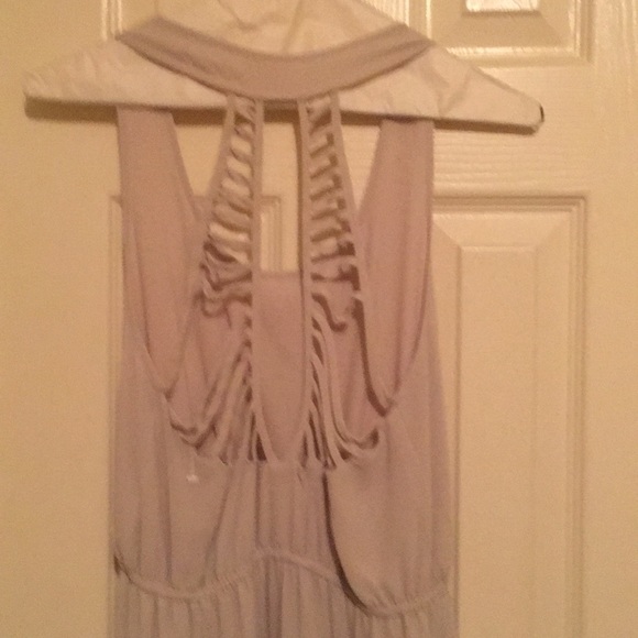 Long tan chiffon dress - Picture 3 of 4